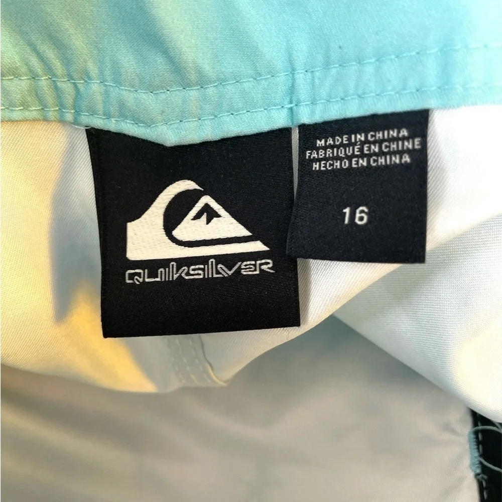 Quiksilver Blue and White Tie-Dye Swim Shorts